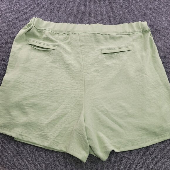Love Womens Plus 3X Light Green Elastic Waist Shorts Gold Buttons Zip Closure - Picture 4 of 9